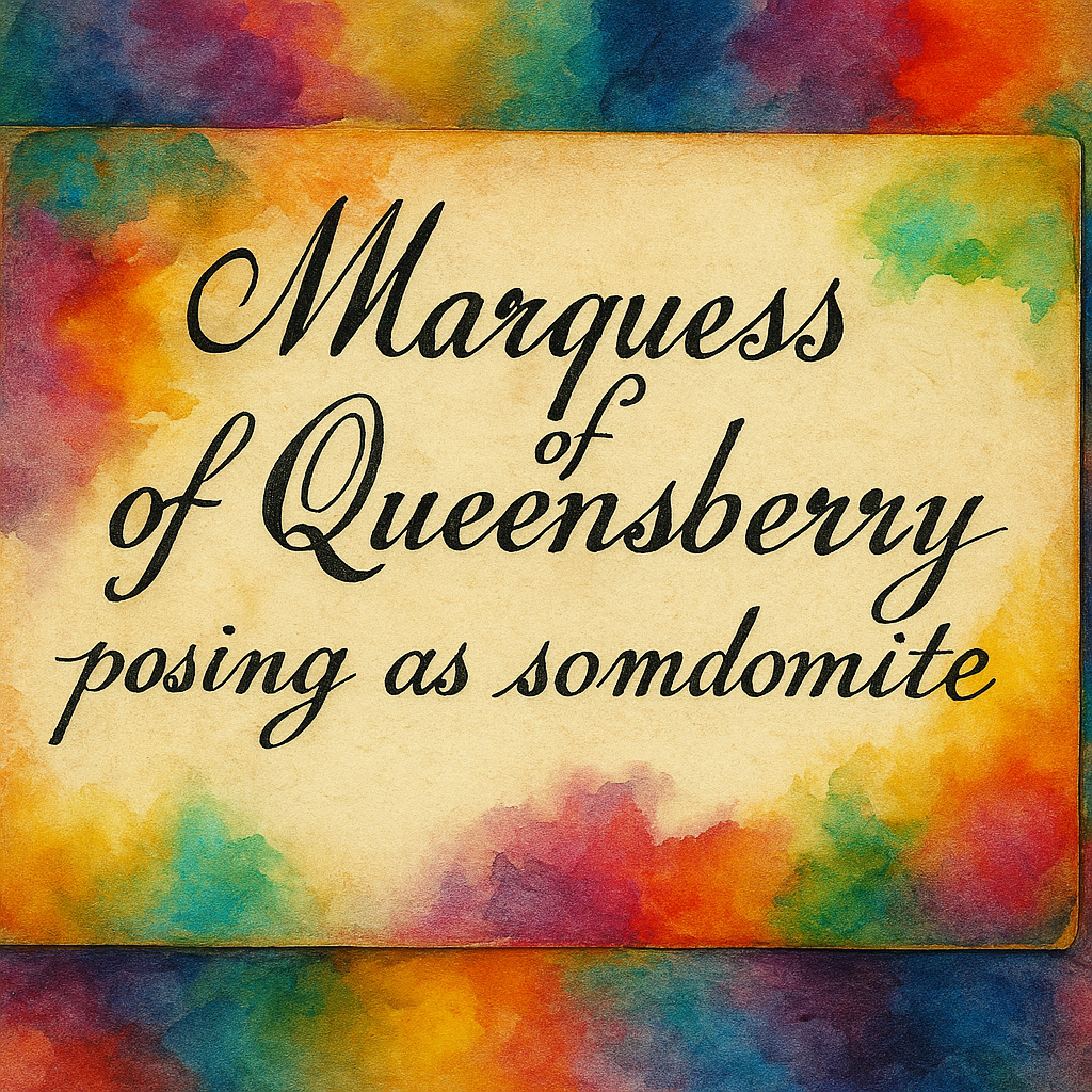 A colourful reimagining of the Marquess of Queensberry’s infamous calling card