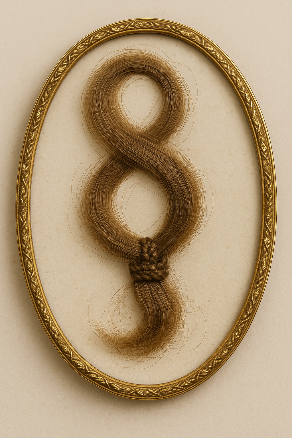 A Victorian hair keepsake, braided and preserved as a mourning locket